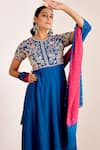 Suruchi Parakh_Blue Georgette Embroidery Floral Closed Round Bodice Anarkali With Dupatta _at_Aza_Fashions