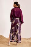 Shop_Suruchi Parakh_Purple Organza, Georgette Sequins Collared Embellished Sheer Shirt And Skirt Set _at_Aza_Fashions