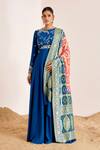 Buy_Suruchi Parakh_Blue Georgette And Banarasi Embroidery Floral Closed Anarkali With Dupatta _at_Aza_Fashions