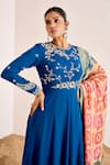 Suruchi Parakh_Blue Georgette And Banarasi Embroidery Floral Closed Anarkali With Dupatta _at_Aza_Fashions