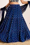 Buy_Suruchi Parakh_Blue V Crepe Embroidery Sequins Embellished Tiered Lehenga And Blouse Set _Online_at_Aza_Fashions