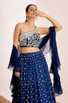 Buy_Suruchi Parakh_Blue V Crepe Embroidery Sequins Embellished Tiered Lehenga And Blouse Set 