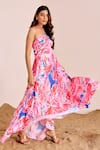 Suruchi Parakh_Multi Color Satin Silk Print Abstract Halter Neck Maxi Dress _Online_at_Aza_Fashions