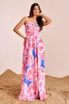 Buy_Suruchi Parakh_Multi Color Satin Silk Print Abstract Halter Neck Maxi Dress _Online_at_Aza_Fashions