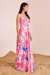 Shop_Suruchi Parakh_Multi Color Satin Silk Print Abstract Halter Neck Maxi Dress _Online_at_Aza_Fashions