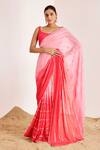 Buy_Suruchi Parakh_Pink Georgette Embroidery, Sequins Scoop Neck Floral Shaded Saree With Blouse _at_Aza_Fashions