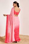Shop_Suruchi Parakh_Pink Georgette Embroidery, Sequins Scoop Neck Floral Shaded Saree With Blouse _at_Aza_Fashions