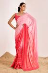 Suruchi Parakh_Pink Georgette Embroidery, Sequins Scoop Neck Floral Shaded Saree With Blouse _Online_at_Aza_Fashions