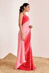 Shop_Suruchi Parakh_Pink Georgette Embroidery, Sequins Scoop Neck Floral Shaded Saree With Blouse _Online_at_Aza_Fashions