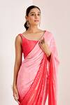 Suruchi Parakh_Pink Georgette Embroidery, Sequins Scoop Neck Floral Shaded Saree With Blouse _at_Aza_Fashions
