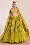 Buy_Suruchi Parakh_Green Georgette Embroidery Sequin Sweetheart Neck Lehenga Set _at_Aza_Fashions