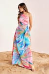 Suruchi Parakh_Multi Color Satin Silk Printed Abstract Asymmetric Dress _Online_at_Aza_Fashions