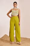 Buy_Suruchi Parakh_Green Georgette Embellished Shell Scoop Neck Tassel Blouse Pant Set _at_Aza_Fashions