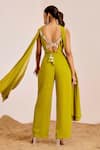 Shop_Suruchi Parakh_Green Georgette Embellished Shell Scoop Neck Tassel Blouse Pant Set _at_Aza_Fashions