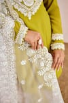 Shop_Suruchi Parakh_Green Georgette Embroidery Thread Round Neck Floral Kurta Pant Set _Online_at_Aza_Fashions