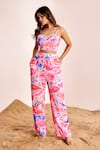 Buy_Suruchi Parakh_Multi Color Satin Silk Printed Abstract Sweetheart Neck Bustier And Pant Set _at_Aza_Fashions