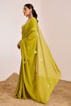 Buy_Suruchi Parakh_Green Georgette Embroidery Mirror Leaf Neck Work Saree With Blouse _Online_at_Aza_Fashions