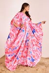 Buy_Suruchi Parakh_Multi Color Satin Silk Printed Abstract V Neck Kaftan _Online_at_Aza_Fashions