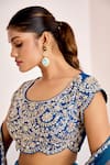 Suruchi Parakh_Blue Georgette Embroidery Sequin Round Neck Ombre Lehenga Set _at_Aza_Fashions