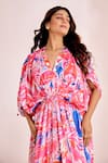 Suruchi Parakh_Multi Color Satin Silk Printed Abstract V Neck Dress _Online_at_Aza_Fashions