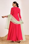 Shop_Suruchi Parakh_Pink Georgette Embroidery Thread Round Floral Placement Anarkali With Dupatta _at_Aza_Fashions