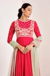 Buy_Suruchi Parakh_Pink Georgette Embroidery Thread Round Floral Placement Anarkali With Dupatta _Online_at_Aza_Fashions