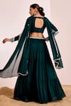 Buy_Suruchi Parakh_Emerald Green Georgette Embroidery Pearl Scallop Waistband Tiered Lehenga Set 