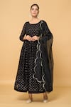 Buy_Samyukta Singhania_Black Faux Georgette Lining Cotton Embroidery Jaal Anarkali With Dupatta 