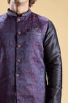 Aryavir Malhotra_Blue Kasak Zari Jacquard Embroidery Floral Thread Nehru Jacket And Churidar Set _Online_at_Aza_Fashions