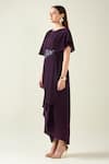 Shop_Aakaar_Purple Moss Crepe Embroidery Crystals Boat Neck Pleat Drape Dress _Online_at_Aza_Fashions