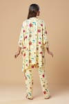 Shop_Spring Break_Cream Cotton Printed Floral Mandarin Collar Tunic And Pant Set _at_Aza_Fashions