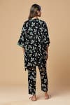 Shop_Spring Break_Black Cotton Printed Floral Kaftan Tunic And Pant Set For Kids_at_Aza_Fashions