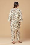 Shop_Spring Break_Off White Muslin Silk Printed Floral V Neck Lace Embroidered Kurta And Pant Set _at_Aza_Fashions