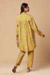 Shop_SPRING BREAK_Yellow Blended Silk Printed Floral Collared Embroidered Shirt And Pant Set_at_Aza_Fashions