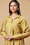 Buy_SPRING BREAK_Yellow Blended Silk Printed Floral Collared Embroidered Shirt And Pant Set_Online_at_Aza_Fashions