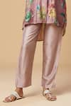 Spring Break_Purple Blended Silk Printed Floral Collared Shirt And Pant Set _Online_at_Aza_Fashions