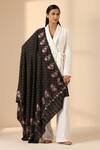 Shop_Dusala_Brown Rishka Pashmina Gulaab Work Shawl _at_Aza_Fashions