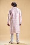 Shop_Arihant Rai Sinha_Pink Silk, Rayon Embroidery Geometric Print Kurta With Churidar _at_Aza_Fashions