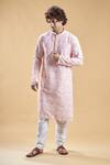 Shop_Arihant Rai Sinha_Pink Silk, Rayon Embroidery Geometric Print Kurta With Churidar _Online_at_Aza_Fashions