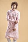 Arihant Rai Sinha_Pink Silk, Rayon Embroidery Geometric Print Kurta With Churidar _at_Aza_Fashions