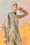 Shop_Aseem Kapoor_Beige Top Sheer Silk Embroidery Abstract Asymmetric Rasa With Flared Trouser _Online_at_Aza_Fashions