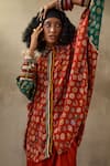 Shop_Aseem Kapoor_Red Natural Crepe Print Mandala Butti Collared Neck Shirt _Online_at_Aza_Fashions