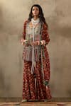 Buy_Aseem Kapoor_Multi Color Tunic Mushroom Twill Mehru Afghan Art Work Embroidered Sharara Set _Online_at_Aza_Fashions