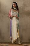 Buy_ASEEM KAPOOR_Multi Color Jacket Sheer Silk Embroidery Resham Jacket Veni Ombre Skirt Set _at_Aza_Fashions