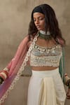 Shop_ASEEM KAPOOR_Multi Color Jacket Sheer Silk Embroidery Resham Jacket Veni Ombre Skirt Set _at_Aza_Fashions