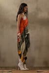 Buy_ASEEM KAPOOR_Multi Color Natural Crepe Printed Abstract Asymmetric Rasa One Shoulder Dress _Online_at_Aza_Fashions