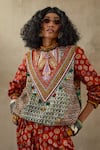 Aseem Kapoor_Multi Color Mushroom Twill Printed Floral Zahra And Embroidered Sweatshirt Jacket _Online_at_Aza_Fashions