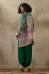 Shop_Aseem Kapoor_Multi Color Natural Crepe Printed Geometric V Mitra Kurta And Draped Trouser Set _at_Aza_Fashions