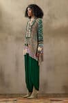 Buy_ASEEM KAPOOR_Multi Color Natural Crepe Printed Geometric V Mitra Kurta And Draped Trouser Set _Online_at_Aza_Fashions