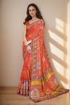 Buy_Khwaab by Sanjana Lakhani_Orange Pure Digital Printed Bandhani And Animal Saree With Running Blouse _at_Aza_Fashions